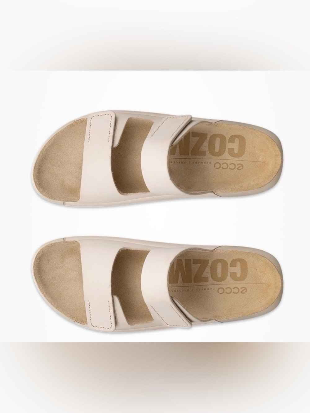 Ecco Women's Cream Double-Strap Slide Sandals size 8.5-9